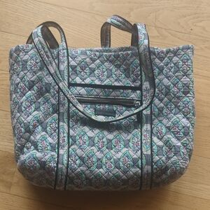 Iconic Vera Bradley Paisley And Stripes Tote Bag